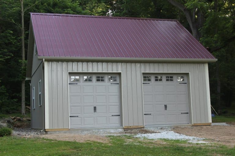 outside of 2-car garage for sale with purple roof in middletown pa for sale