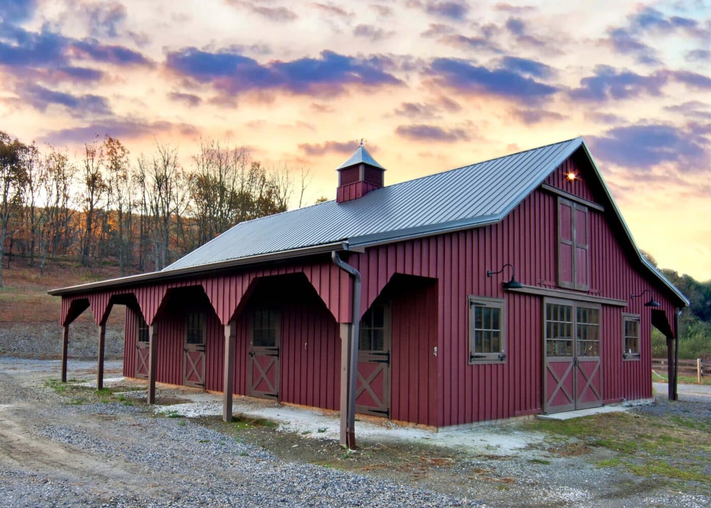 red horse barn
