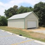 parking lot with a 24x34 2-car garage with attic for sale in manheim pa in the background