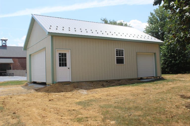 green and tan 24x34 2-car garage with attic for sale in manheim pa