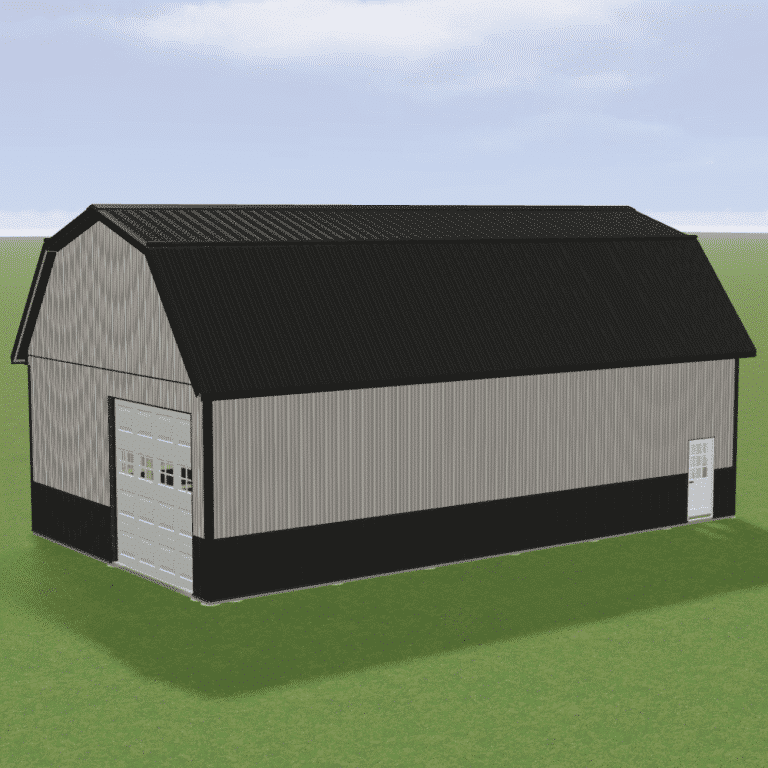 back of a gambrel 28x50 garage for sale in carmel ny