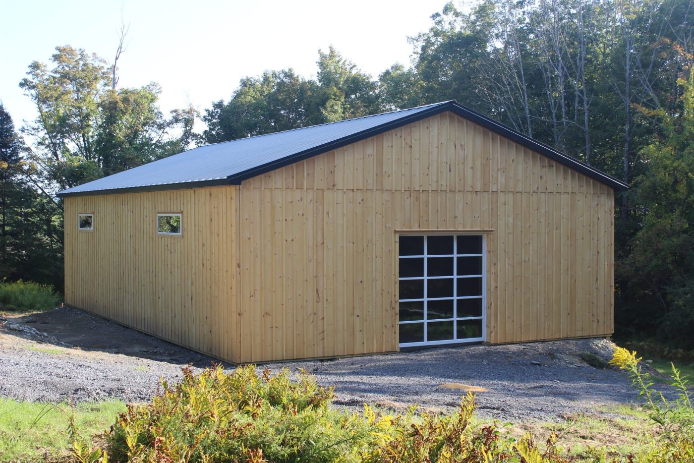 a board and batten wooden pole barn in rhode island