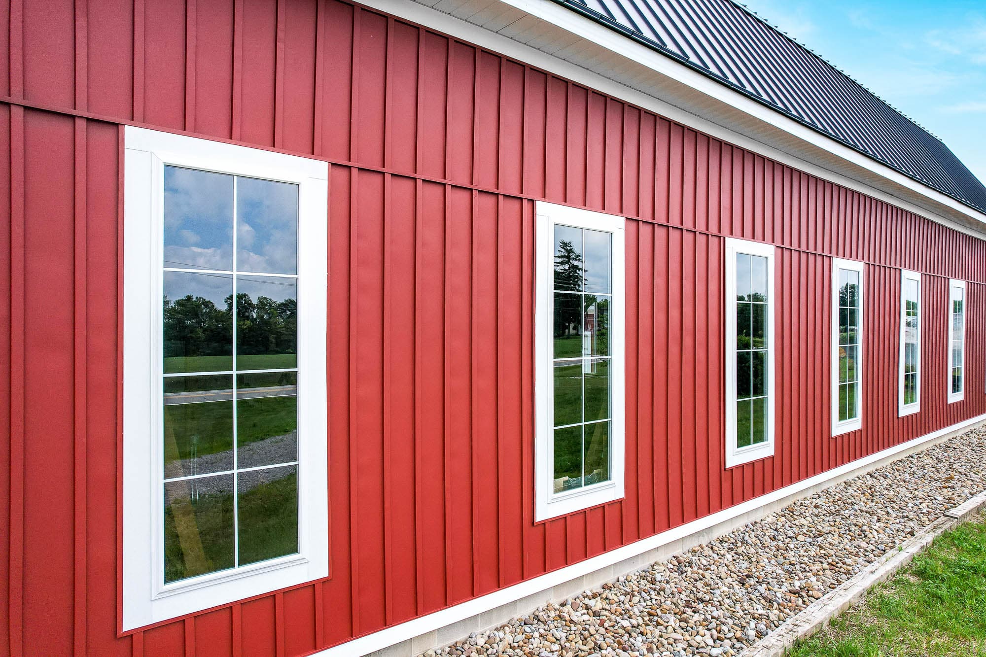 red barn and windows closeup