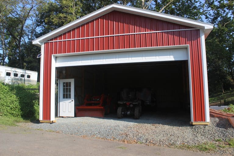 garage door open on a tractor shed for sale in douglassville pa